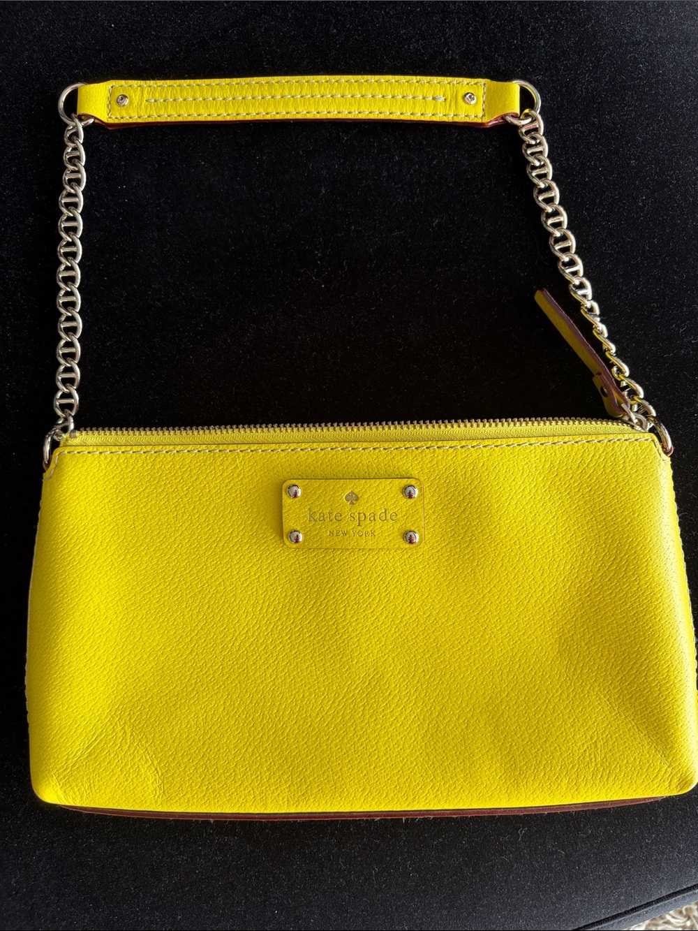 kate spade Yellow Pebbled Leather Chain Strap Crossbody